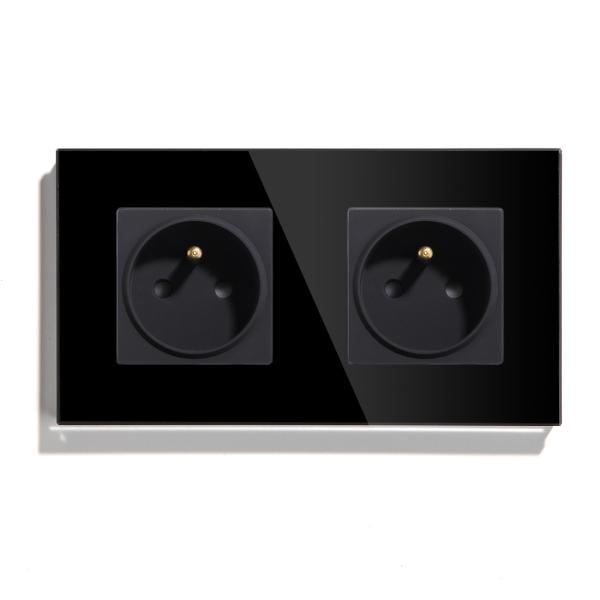 Double Frame Wifi French Plug Socket FR Outlet Glass Panel French Wall Socket
