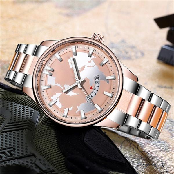 Outdoor Sports Quartz Watch Waterproof with Calendar Steel Band Multi Function