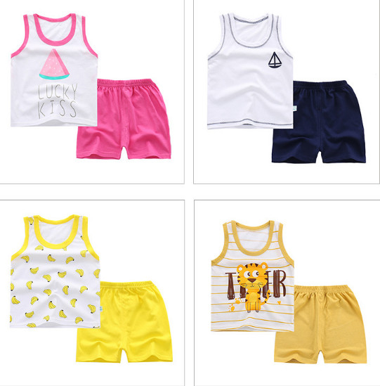 Buy Sleeveless Cute Baby Boy Summer Clothes Random Combination Multiple Patterns at wholesale prices