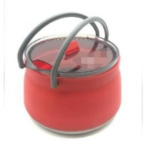 1.0L SS Bottom Silicone Collapsible Cooking Pot For Camping