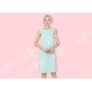 Modest Ladies Sleeveless Nightgowns , Green Ladies Short Nightdresses Button