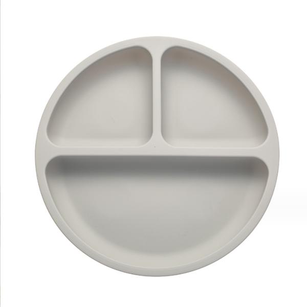 Soft Food Grade Silicone Baby Feeding 3 Divided Plate for Kids Design Style None
