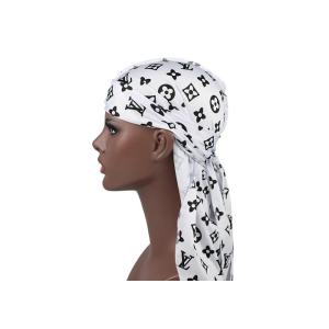 China Black And White LV Silk Silky Satin Designer Durag  Supplier Wholesale on sale