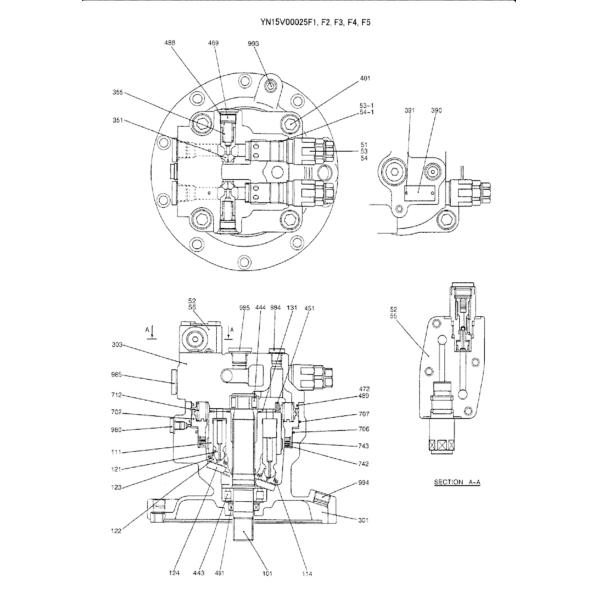 SK200-6 Excavator Swing Gearbox With Motor Kobelco Spare Parts YN15V00026F6