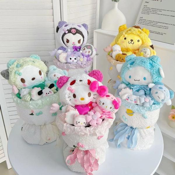 Hand-held flower bouquet cartoon plush doll bouquet birthday gift for girlfriend