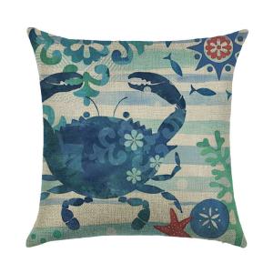 Sea Life Decorative Throw Pillow Covers 18"x 18" , Faux Linen Coastal Octopus