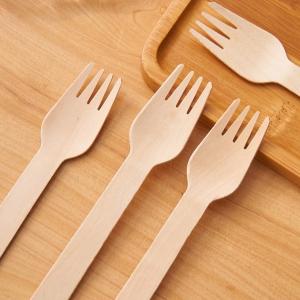 Environmentally Friendly Wood Cutlery Disposable Wooden Fork For Takeaway