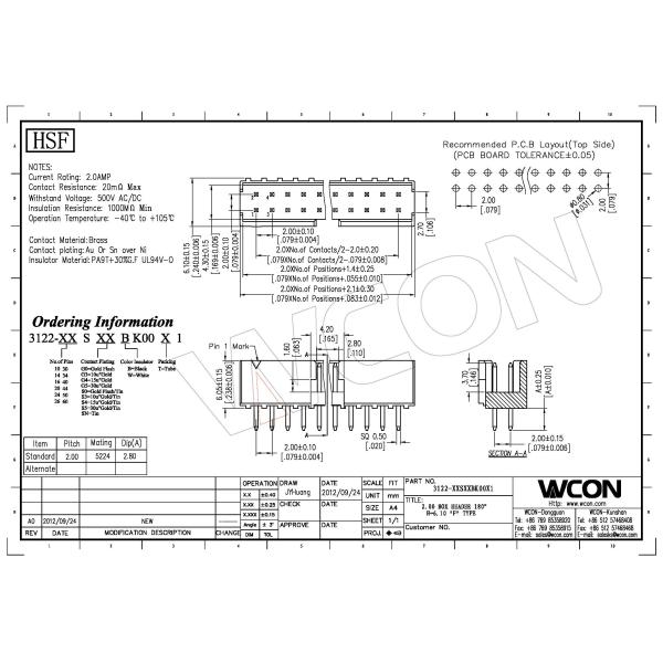 2 Space Straight In Box Brass PCB Board Connector Bending And Inserting