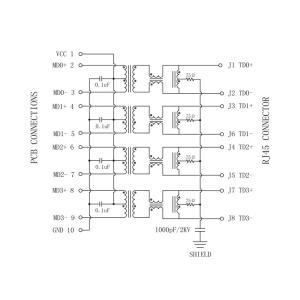 TMRJGS-8P8GAB-D12110-L | LPJG0833HANL Magnetic RJ45 Jack Gigabit