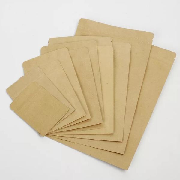 Waterproof snack packaging three side seal kraft paper pouch bag