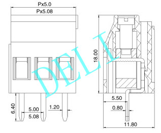DL129L-XX-5.0/5.08mm pcb screw terminal block connector 300V/20A EMKDS 2.5/ 2-5.08 1730612 Phoenix