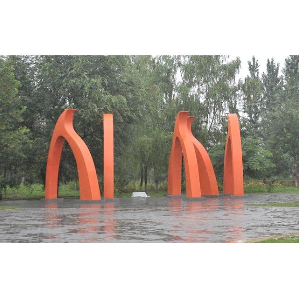 Stainless steel landscape sculpture with painting,sequare landscape stainless