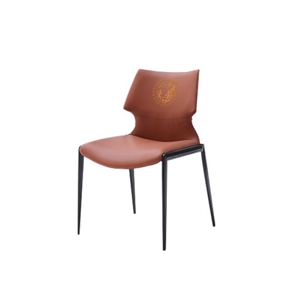 Italian Minimalist Hotel Restaurant Furniture Comfortable Backrest Metal Leather Dining Chair