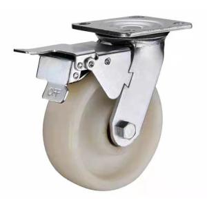 4-8 inch FIXED White PP caster zinc plated, RIGID plastic wheel castor for heavy