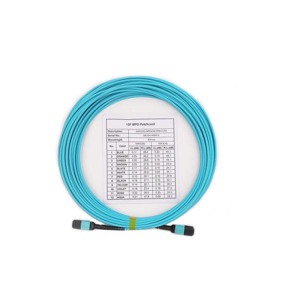 Buy Multimode OM4 LSZH 50/125 MPO MTP Cable 12 Fiber Optic Trunk Cable Type B at wholesale prices