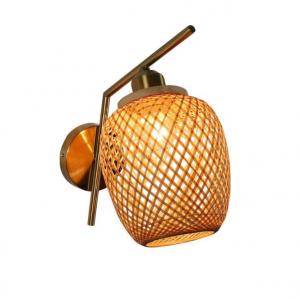Quality Natural Modern Rattan Wall Lights , 3500K Warm White Bamboo Wall Sconce for sale