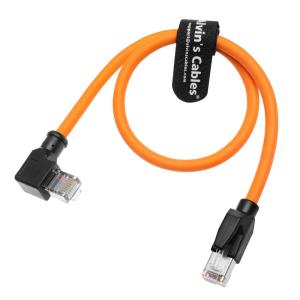 Alvin's Cables CAT6A SF UTP Right Angle RJ45 20m Orange PLC Cable