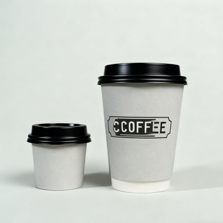 8oz black double walled coffee cup with lid wholesale custom logo
