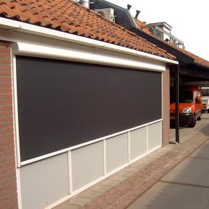 Windproof Motorized Roller Zip Track Blinds Polyester UV coating Split type