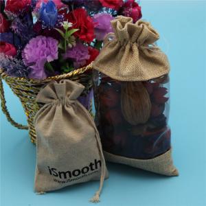 Dry Flower Package Transparent PVC Window Jute Drawstring Bag