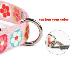 Custom Leather Dog Collars And Leashes Set Striped Harness Collar Leash Set