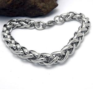 Silver Plated Titanium Stainless Steel Wheat Chain Bracelet (JCE394)