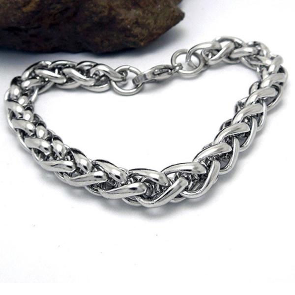 Silver Plated Titanium Stainless Steel Wheat Chain Bracelet (JCE394)