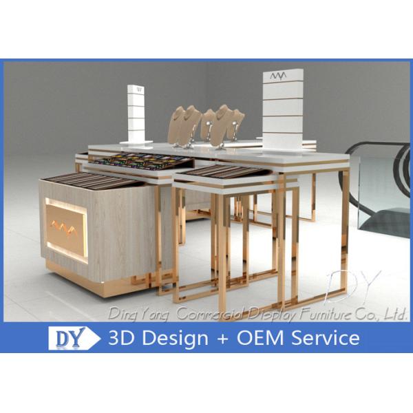 Easy Install Jewelry Showcase Display , MDF Wooden SS Jewellery Shop Display