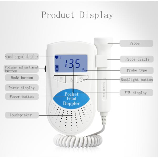 Household Ultrasound Probe Pocket Fetal Doppler For Baby Heart Beat Rate High Sensitive