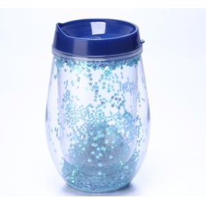 300ml Double-layer Egg-shaped Plastic Cup With U-shaped Straw Comes With Straw