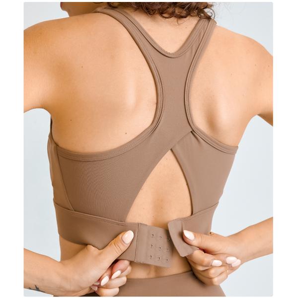 Three Row Buckle Womens Sports Bra Back Hollow Shockproof
