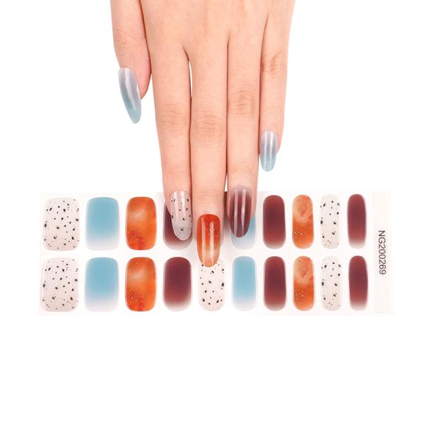 New Design Nails Artificial Solid Color Full Cover semi cured gel nail sticker