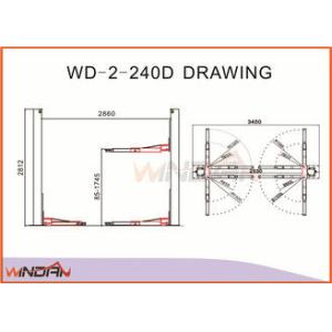 Dual Hydraulic Cylinders Two Post Car Lift With Adjustable Beam