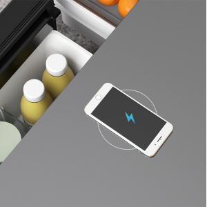 Modern Glass Coffee Table with Wireless Charging and Cooling Dual Drawer Side