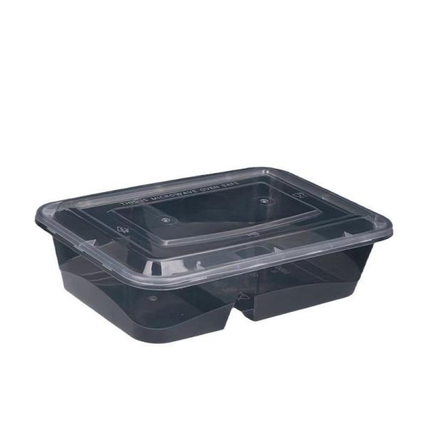 Disposable Two-Compartment Food Container PP Plastic Bento Lunch Box for Takeout