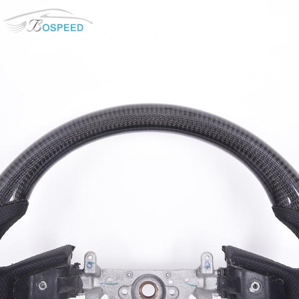 Round Hilux Toyota Custom Steering Wheel Carbon Fiber Black Leather