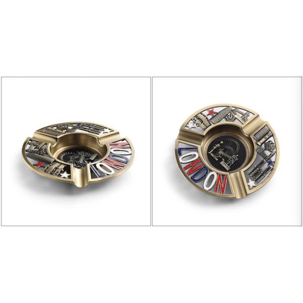 Customized Rohs 118mm Round Metal Ashtray / Portable Cigarette Ashtray