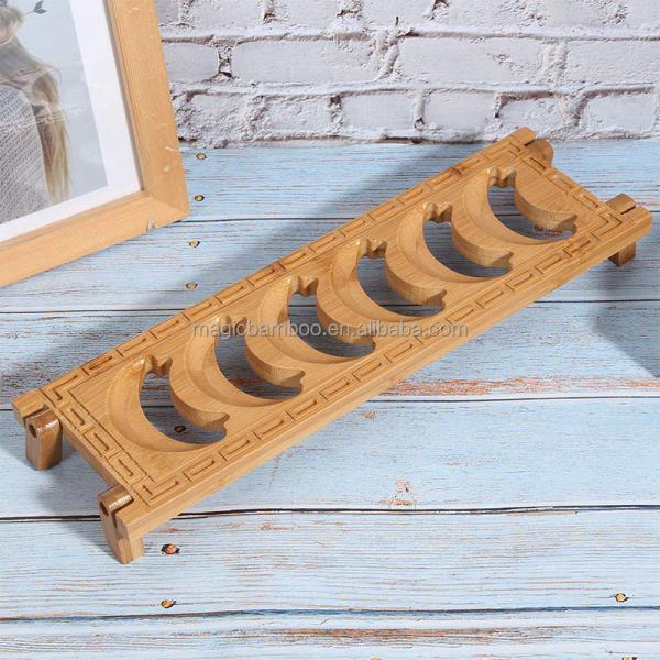 CE / EU Certified Rectangle Bamboo 6 Grid Teacup Holder for Kung Fu Tea Set Accessories