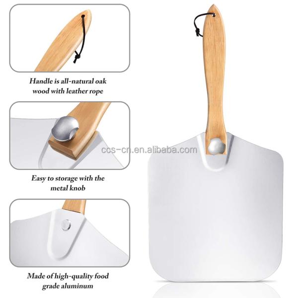 12 Inch Aluminum Pizza Shovel With Folding Handle And 10cm Pizza Wheel Cutter Set