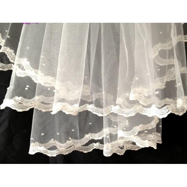 Embroidery lace with bead Ivory/White Bridal Veil with Rhinstone Wedding Accessories