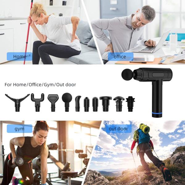 Rechargeable Hand Held Deep Tissue Massager Handheld Gun 30 Speeds 3200rpm