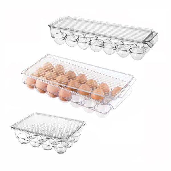 Stackable Refrigerator Egg Bin with Handle and Lid Food Storage Container