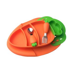Carrot Shape Silicone Baby Feeding Set Dinnerware Food Grade Eco Friendly