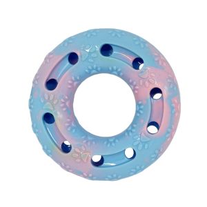 Donut Shape TPR Pet Toy Chew Resistant Durable Treat Dispenser Interactive Toy