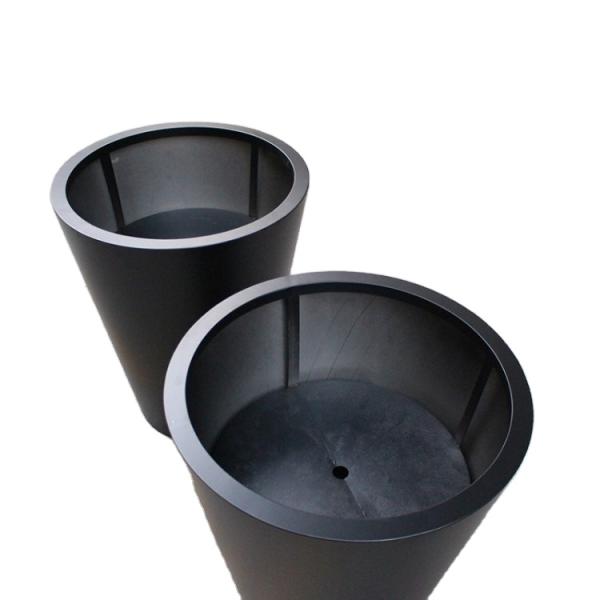 Large outdoor vertical round garden planters black metal flower pot