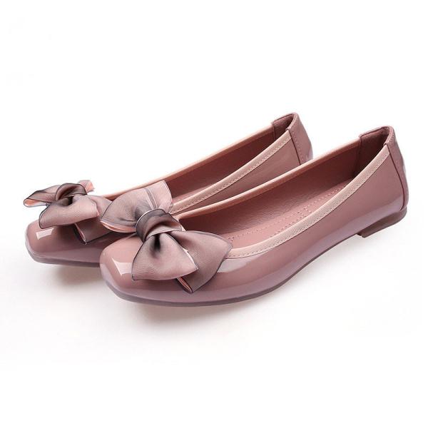 Buy Square Toe Flat Heeled Shoes Ballerina Foldable With Big Bow at wholesale prices