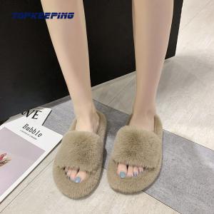 Minimalism Style Opening Toe Luxury Fluffy Slippers