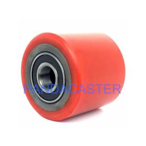 Red 80mm Pallet Jack Roller Wheels , Pallet Truck Rollers Polyurethane