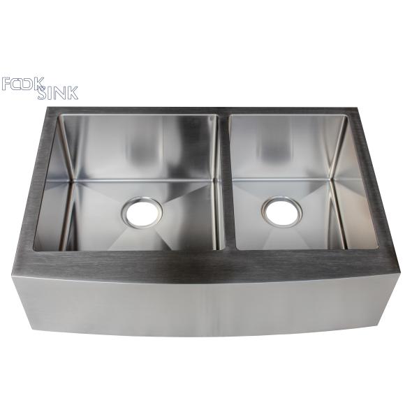 Buy Farm Apron Stainless Steel Kitchen Sink Double Bowl Polished Finished at wholesale prices