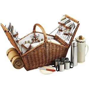 Picnic at Ascot Huntsman English-Style Willow Picnic Basket with Service for 4,